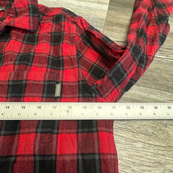 Eddie Bauer Red Black Buffalo Plaid Mens L Cotton Button Up Flannel Button Shirt - Picture 6 of 10